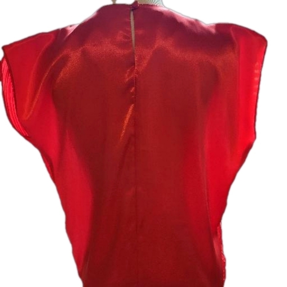 Women's Esprit vintage cap sleeves red blouse, size small to medium - Picture 2 of 10